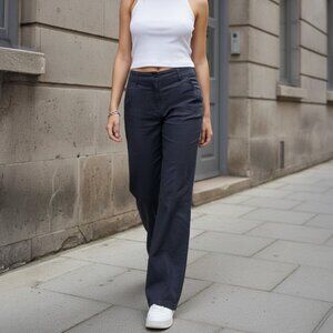 Monsoon Y2K light & flowy black wide legged comfy linen pants size 30″ waist